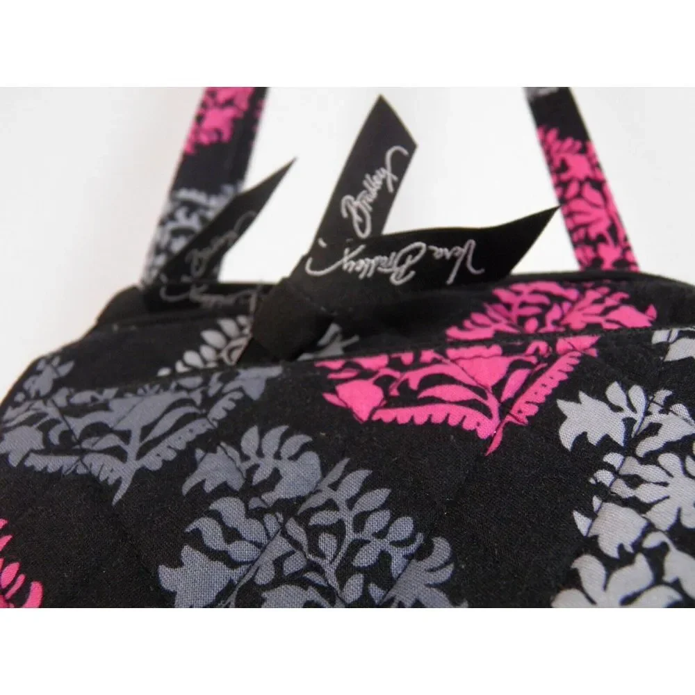 Vera Bradley Quilted Black/Gray/Pink Small Crossbody Purse Adjustable Strap‎ Zip